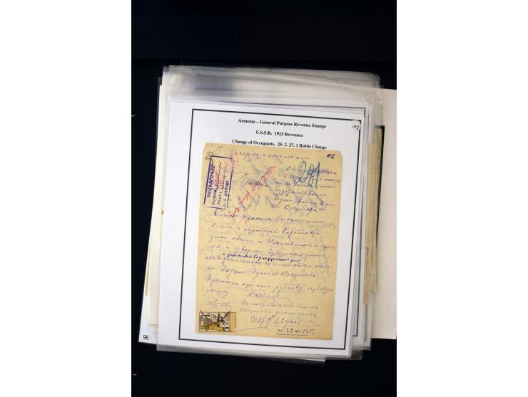 1923/41, The Dr R J Ceresa Exhibit collection of Armenian fiscal stamps and documents, comprising over 60 documents with 1923