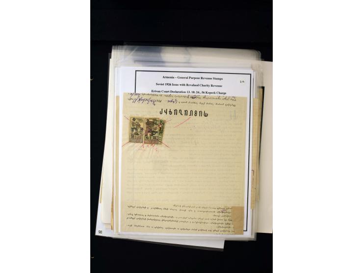 1923/41, The Dr R J Ceresa Exhibit collection of Armenian fiscal stamps and documents, comprising over 60 documents with 1923