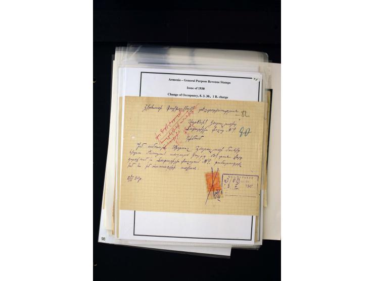 1923/41, The Dr R J Ceresa Exhibit collection of Armenian fiscal stamps and documents, comprising over 60 documents with 1923