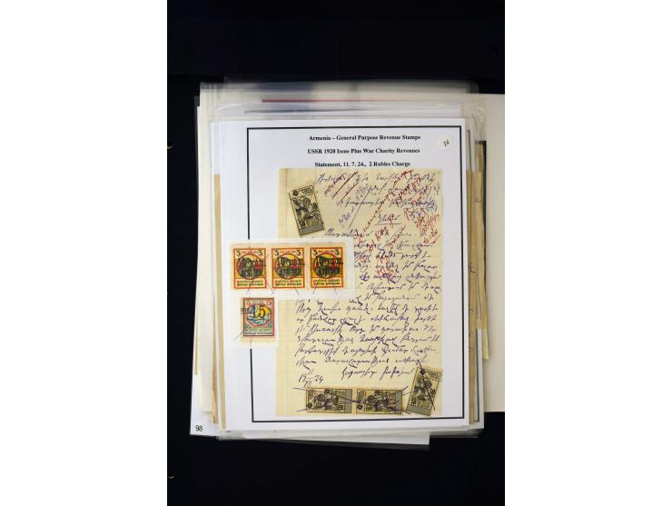 1923/41, The Dr R J Ceresa Exhibit collection of Armenian fiscal stamps and documents, comprising over 60 documents with 1923