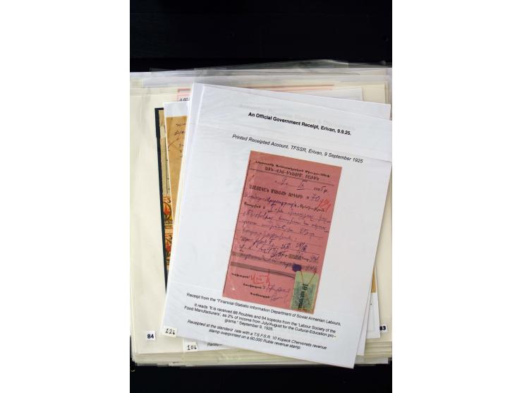 1923/41, The Dr R J Ceresa Exhibit collection of Armenian fiscal stamps and documents, comprising over 60 documents with 1923