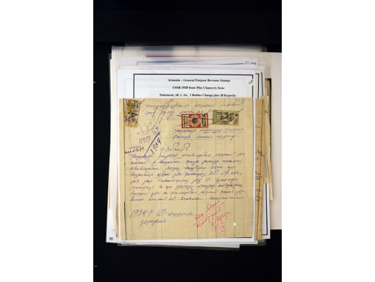 1923/41, The Dr R J Ceresa Exhibit collection of Armenian fiscal stamps and documents, comprising over 60 documents with 1923