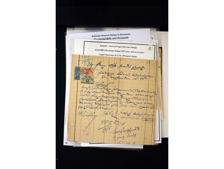 1923/41, The Dr R J Ceresa Exhibit collection of Armenian fiscal stamps and documents, comprising over 60 documents with 1923