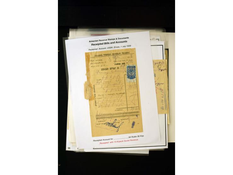 1923/41, The Dr R J Ceresa Exhibit collection of Armenian fiscal stamps and documents, comprising over 60 documents with 1923