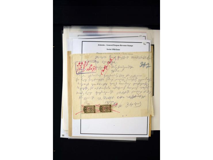 1923/41, The Dr R J Ceresa Exhibit collection of Armenian fiscal stamps and documents, comprising over 60 documents with 1923