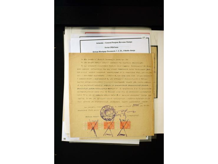 1923/41, The Dr R J Ceresa Exhibit collection of Armenian fiscal stamps and documents, comprising over 60 documents with 1923