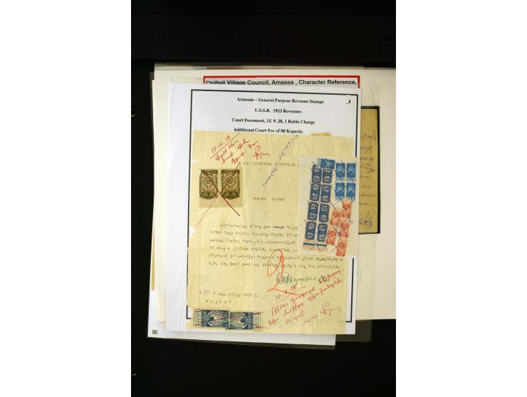 1923/41, The Dr R J Ceresa Exhibit collection of Armenian fiscal stamps and documents, comprising over 60 documents with 1923