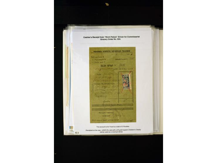 1923/41, The Dr R J Ceresa Exhibit collection of Armenian fiscal stamps and documents, comprising over 60 documents with 1923