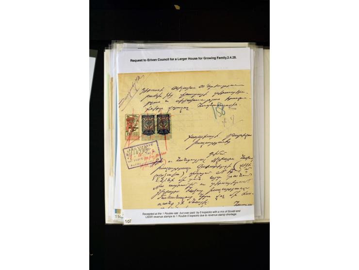 1923/41, The Dr R J Ceresa Exhibit collection of Armenian fiscal stamps and documents, comprising over 60 documents with 1923