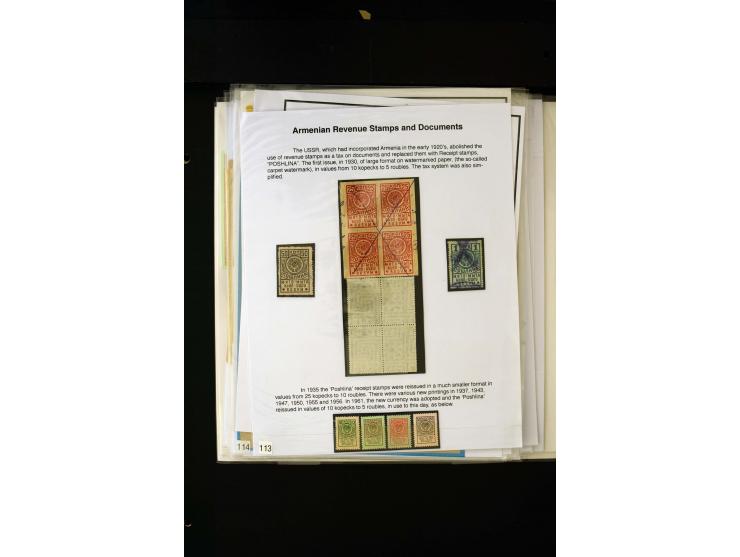 1923/41, The Dr R J Ceresa Exhibit collection of Armenian fiscal stamps and documents, comprising over 60 documents with 1923