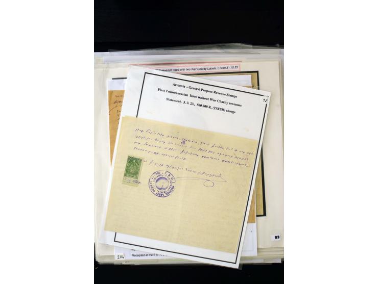 1923/41, The Dr R J Ceresa Exhibit collection of Armenian fiscal stamps and documents, comprising over 60 documents with 1923