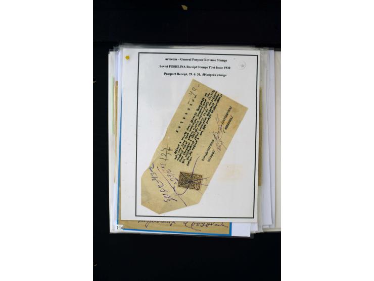1923/41, The Dr R J Ceresa Exhibit collection of Armenian fiscal stamps and documents, comprising over 60 documents with 1923