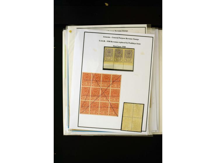 1923/41, The Dr R J Ceresa Exhibit collection of Armenian fiscal stamps and documents, comprising over 60 documents with 1923