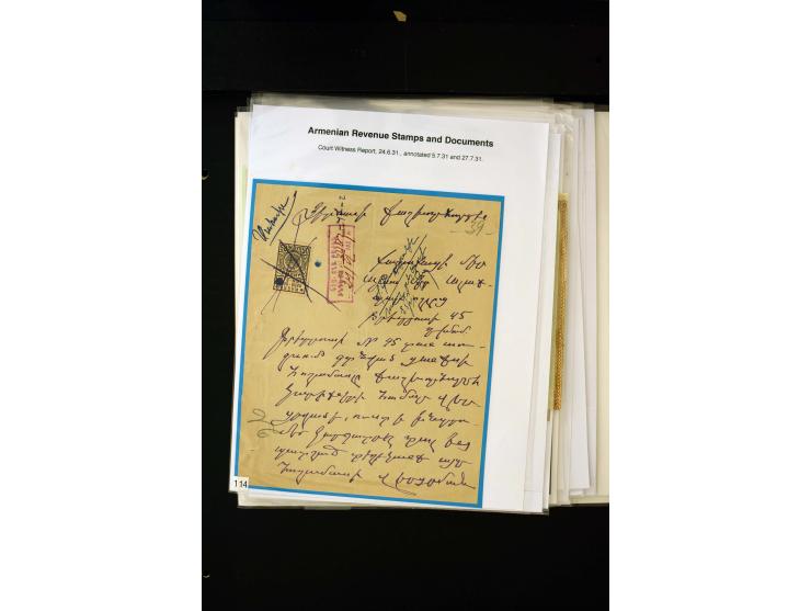 1923/41, The Dr R J Ceresa Exhibit collection of Armenian fiscal stamps and documents, comprising over 60 documents with 1923
