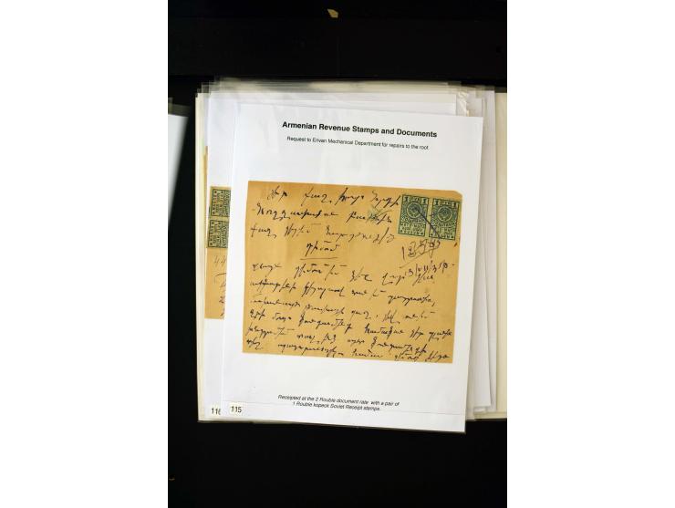 1923/41, The Dr R J Ceresa Exhibit collection of Armenian fiscal stamps and documents, comprising over 60 documents with 1923