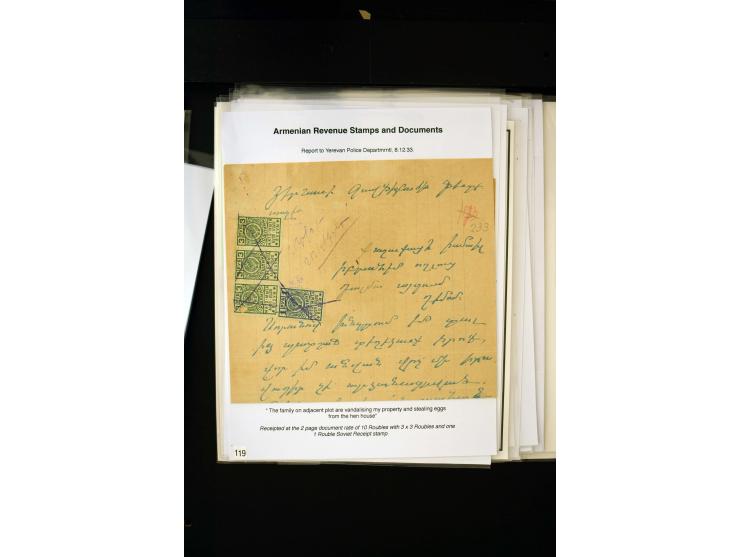 1923/41, The Dr R J Ceresa Exhibit collection of Armenian fiscal stamps and documents, comprising over 60 documents with 1923