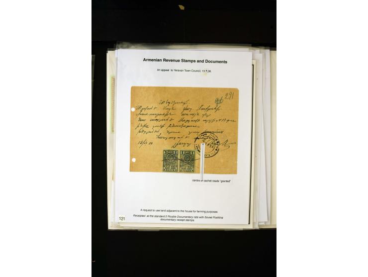 1923/41, The Dr R J Ceresa Exhibit collection of Armenian fiscal stamps and documents, comprising over 60 documents with 1923
