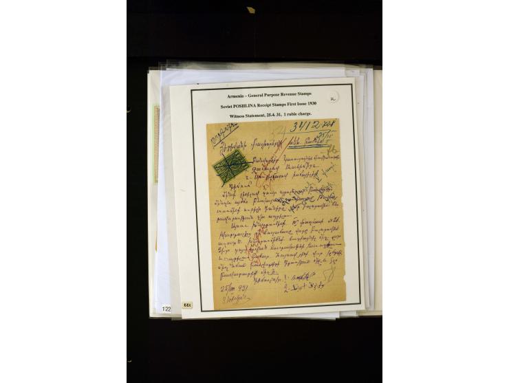 1923/41, The Dr R J Ceresa Exhibit collection of Armenian fiscal stamps and documents, comprising over 60 documents with 1923