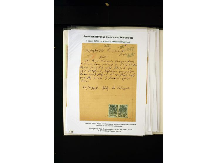 1923/41, The Dr R J Ceresa Exhibit collection of Armenian fiscal stamps and documents, comprising over 60 documents with 1923