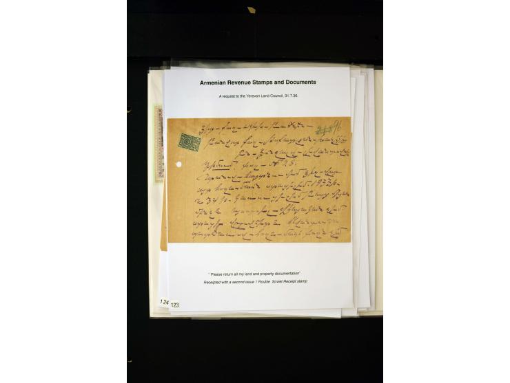 1923/41, The Dr R J Ceresa Exhibit collection of Armenian fiscal stamps and documents, comprising over 60 documents with 1923