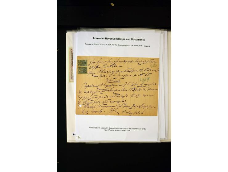 1923/41, The Dr R J Ceresa Exhibit collection of Armenian fiscal stamps and documents, comprising over 60 documents with 1923