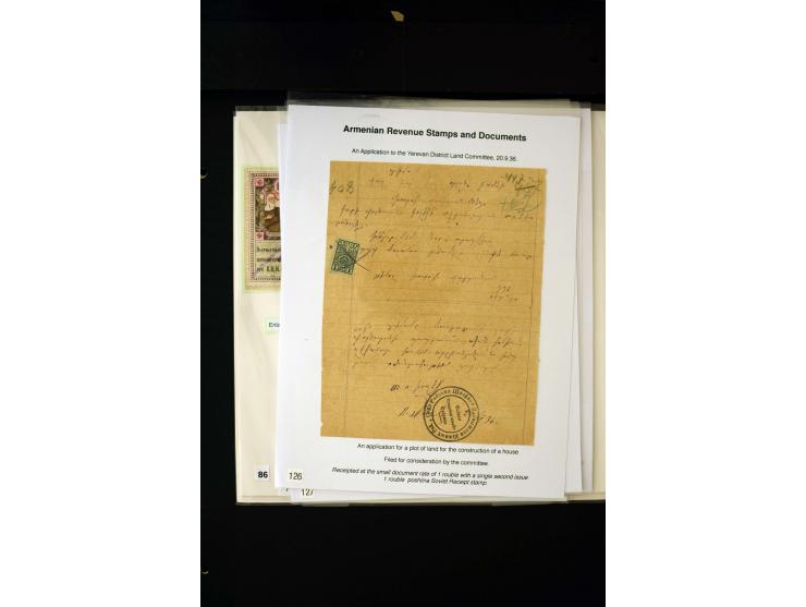 1923/41, The Dr R J Ceresa Exhibit collection of Armenian fiscal stamps and documents, comprising over 60 documents with 1923