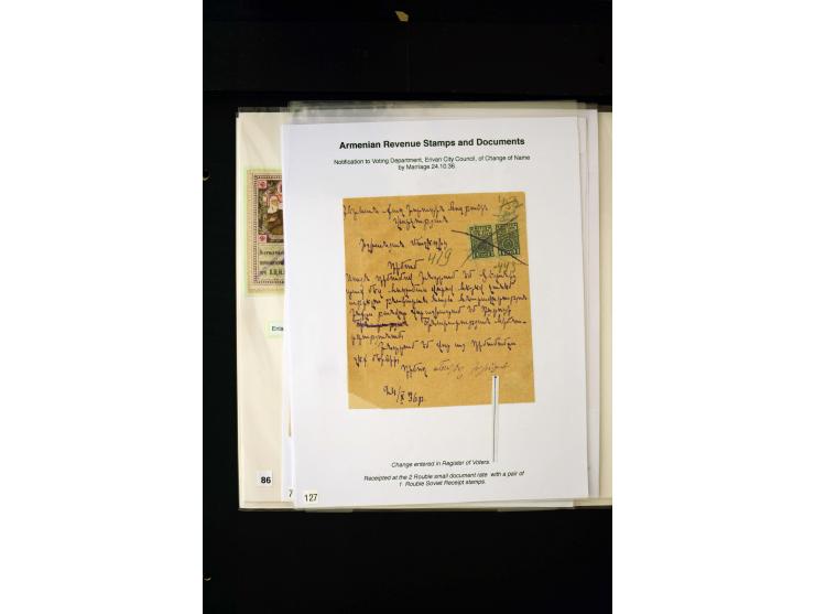 1923/41, The Dr R J Ceresa Exhibit collection of Armenian fiscal stamps and documents, comprising over 60 documents with 1923