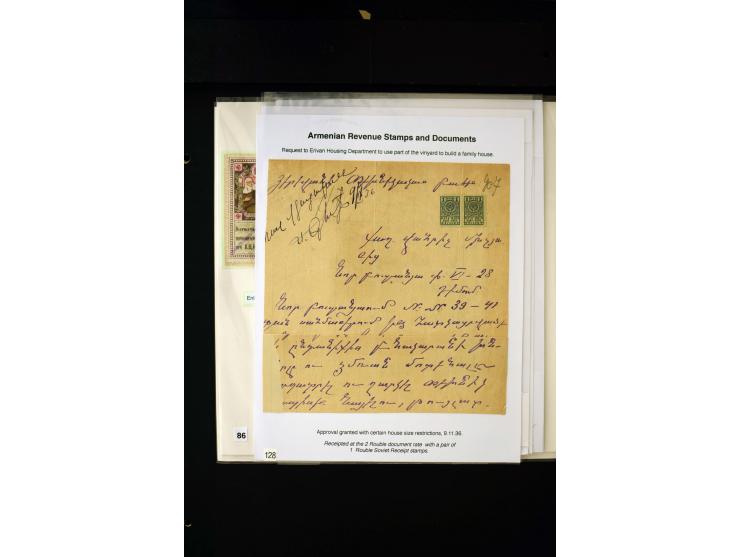 1923/41, The Dr R J Ceresa Exhibit collection of Armenian fiscal stamps and documents, comprising over 60 documents with 1923
