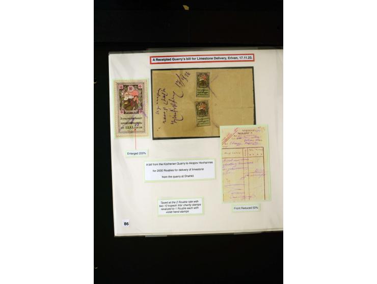 1923/41, The Dr R J Ceresa Exhibit collection of Armenian fiscal stamps and documents, comprising over 60 documents with 1923