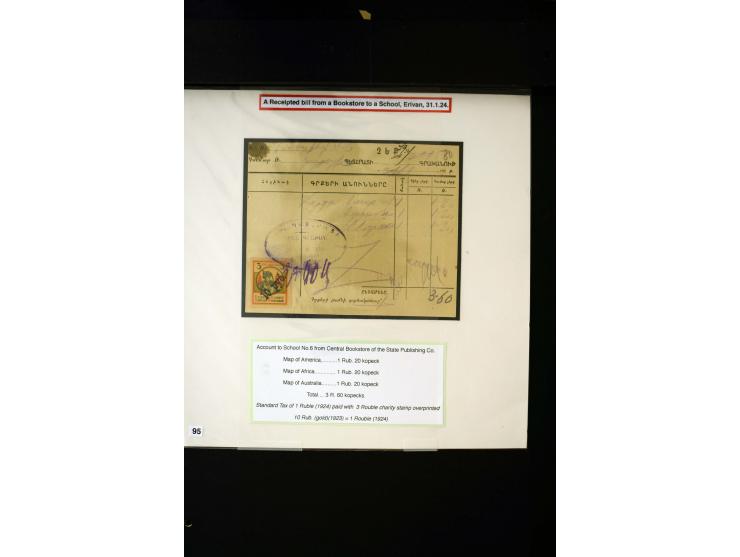 1923/41, The Dr R J Ceresa Exhibit collection of Armenian fiscal stamps and documents, comprising over 60 documents with 1923