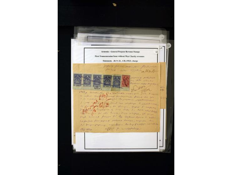 1923/41, The Dr R J Ceresa Exhibit collection of Armenian fiscal stamps and documents, comprising over 60 documents with 1923