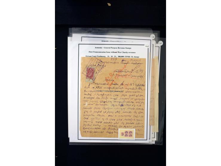 1923/41, The Dr R J Ceresa Exhibit collection of Armenian fiscal stamps and documents, comprising over 60 documents with 1923