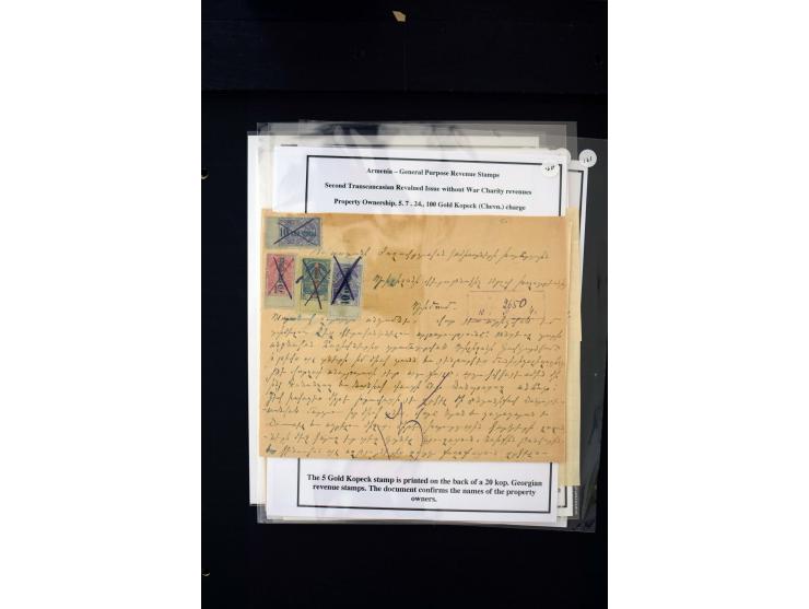 1923/41, The Dr R J Ceresa Exhibit collection of Armenian fiscal stamps and documents, comprising over 60 documents with 1923