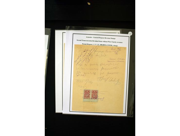 1923/41, The Dr R J Ceresa Exhibit collection of Armenian fiscal stamps and documents, comprising over 60 documents with 1923