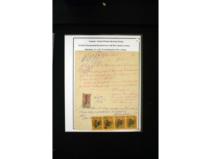 1923/41, The Dr R J Ceresa Exhibit collection of Armenian fiscal stamps and documents, comprising over 60 documents with 1923