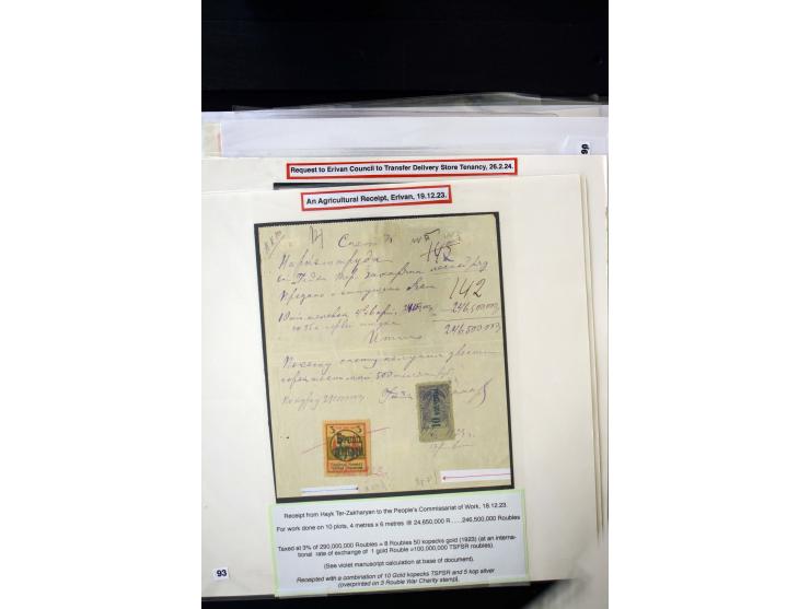 1923/41, The Dr R J Ceresa Exhibit collection of Armenian fiscal stamps and documents, comprising over 60 documents with 1923