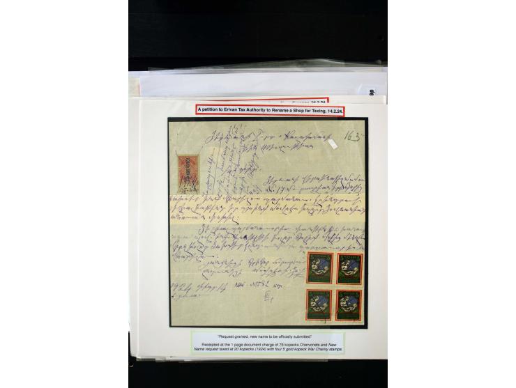 1923/41, The Dr R J Ceresa Exhibit collection of Armenian fiscal stamps and documents, comprising over 60 documents with 1923