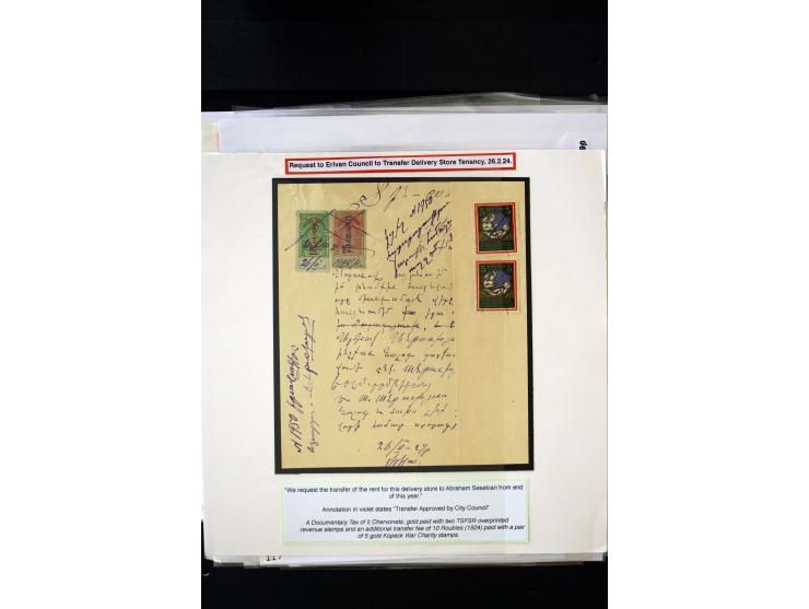 1923/41, The Dr R J Ceresa Exhibit collection of Armenian fiscal stamps and documents, comprising over 60 documents with 1923