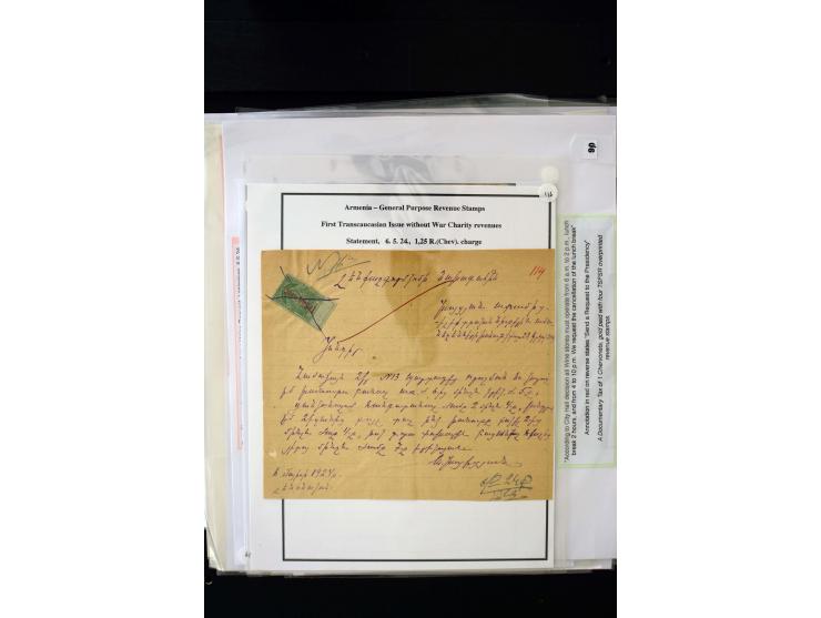 1923/41, The Dr R J Ceresa Exhibit collection of Armenian fiscal stamps and documents, comprising over 60 documents with 1923