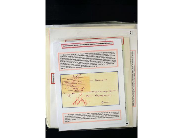 1923/41, The Dr R J Ceresa Exhibit collection of Armenian fiscal stamps and documents, comprising over 60 documents with 1923