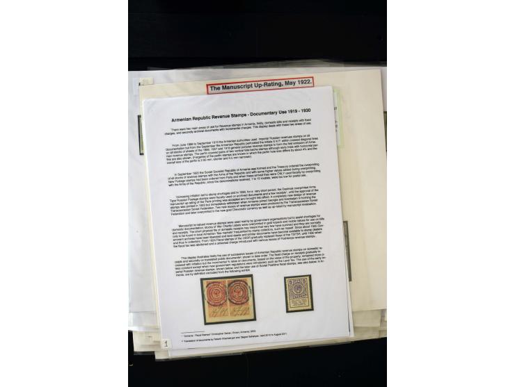 1923/41, The Dr R J Ceresa Exhibit collection of Armenian fiscal stamps and documents, comprising over 60 documents with 1923