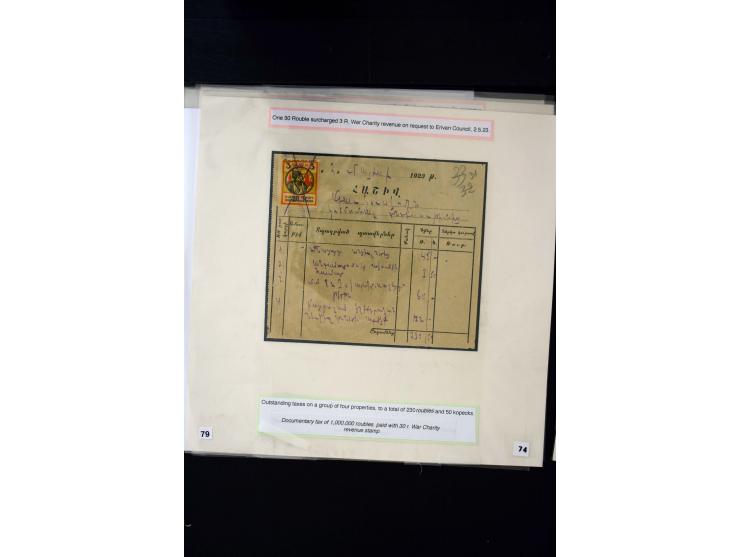 1923/41, The Dr R J Ceresa Exhibit collection of Armenian fiscal stamps and documents, comprising over 60 documents with 1923