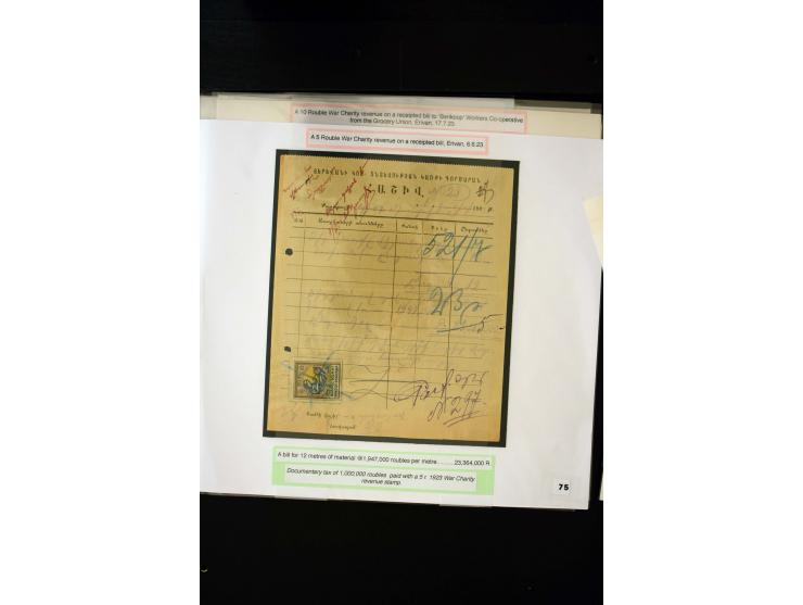 1923/41, The Dr R J Ceresa Exhibit collection of Armenian fiscal stamps and documents, comprising over 60 documents with 1923