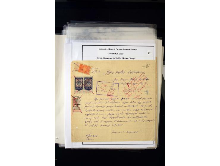 1923/41, The Dr R J Ceresa Exhibit collection of Armenian fiscal stamps and documents, comprising over 60 documents with 1923