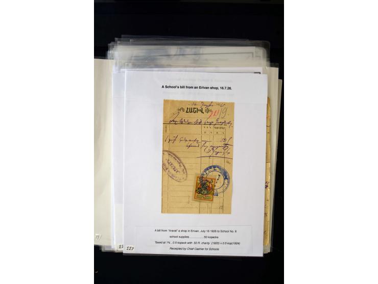 1923/41, The Dr R J Ceresa Exhibit collection of Armenian fiscal stamps and documents, comprising over 60 documents with 1923