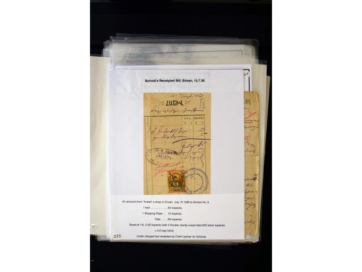 1923/41, The Dr R J Ceresa Exhibit collection of Armenian fiscal stamps and documents, comprising over 60 documents with 1923