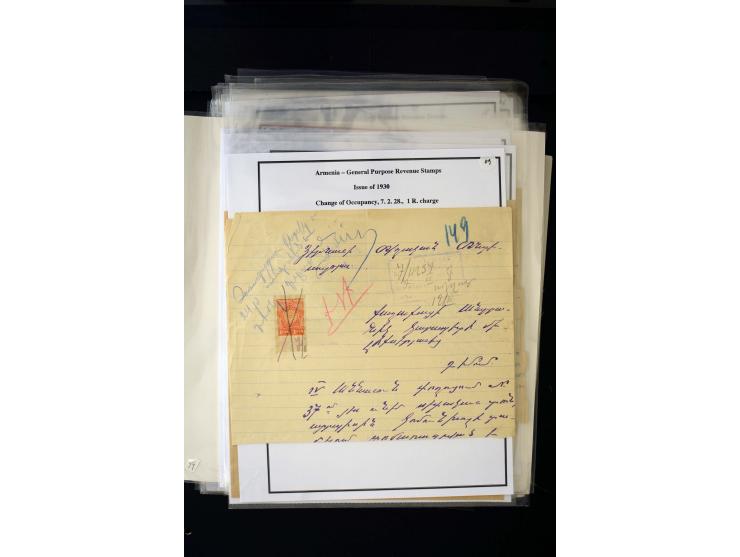 1923/41, The Dr R J Ceresa Exhibit collection of Armenian fiscal stamps and documents, comprising over 60 documents with 1923
