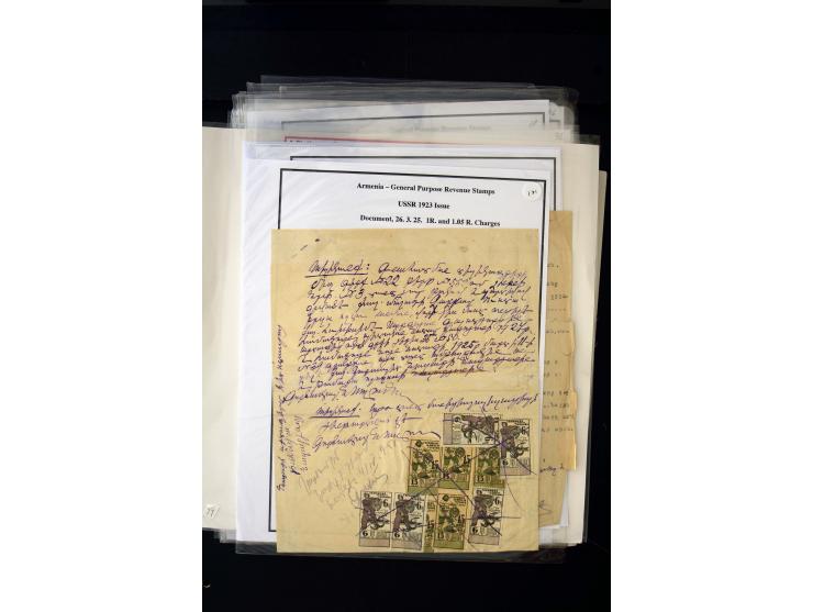 1923/41, The Dr R J Ceresa Exhibit collection of Armenian fiscal stamps and documents, comprising over 60 documents with 1923