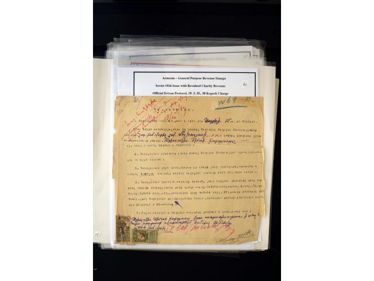 1923/41, The Dr R J Ceresa Exhibit collection of Armenian fiscal stamps and documents, comprising over 60 documents with 1923