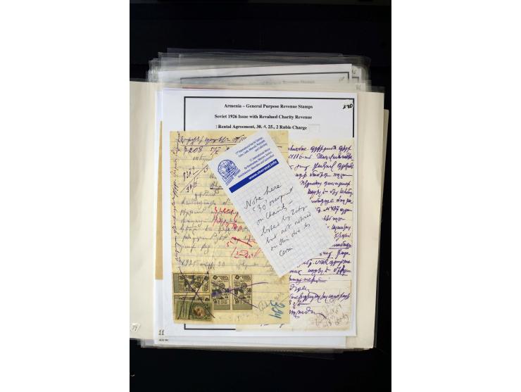 1923/41, The Dr R J Ceresa Exhibit collection of Armenian fiscal stamps and documents, comprising over 60 documents with 1923